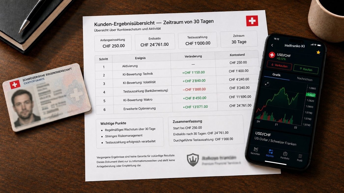 Protokoll des Testkontos (Simulation)